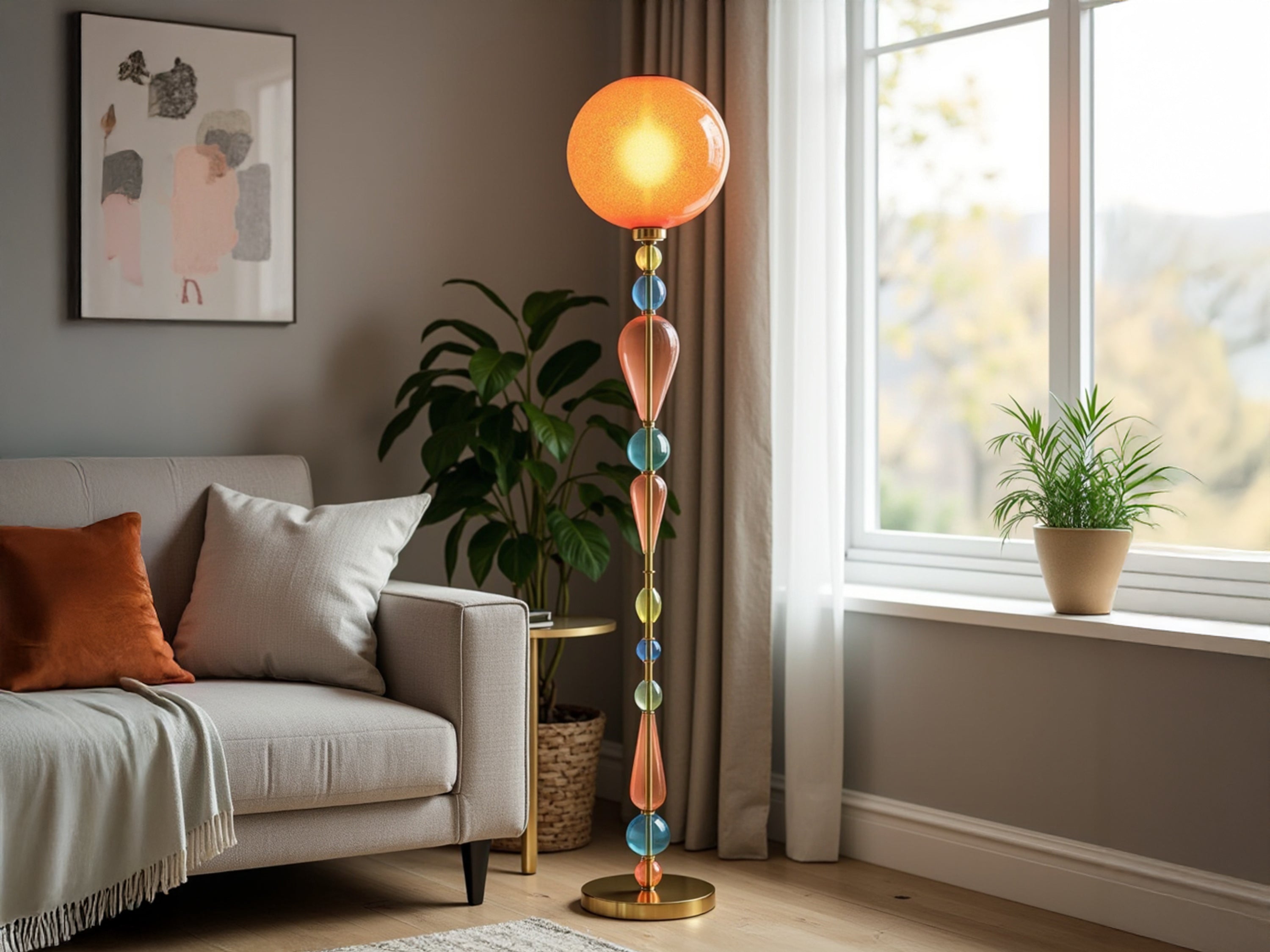 Handcrafted Colorful Glass Floor Lamp