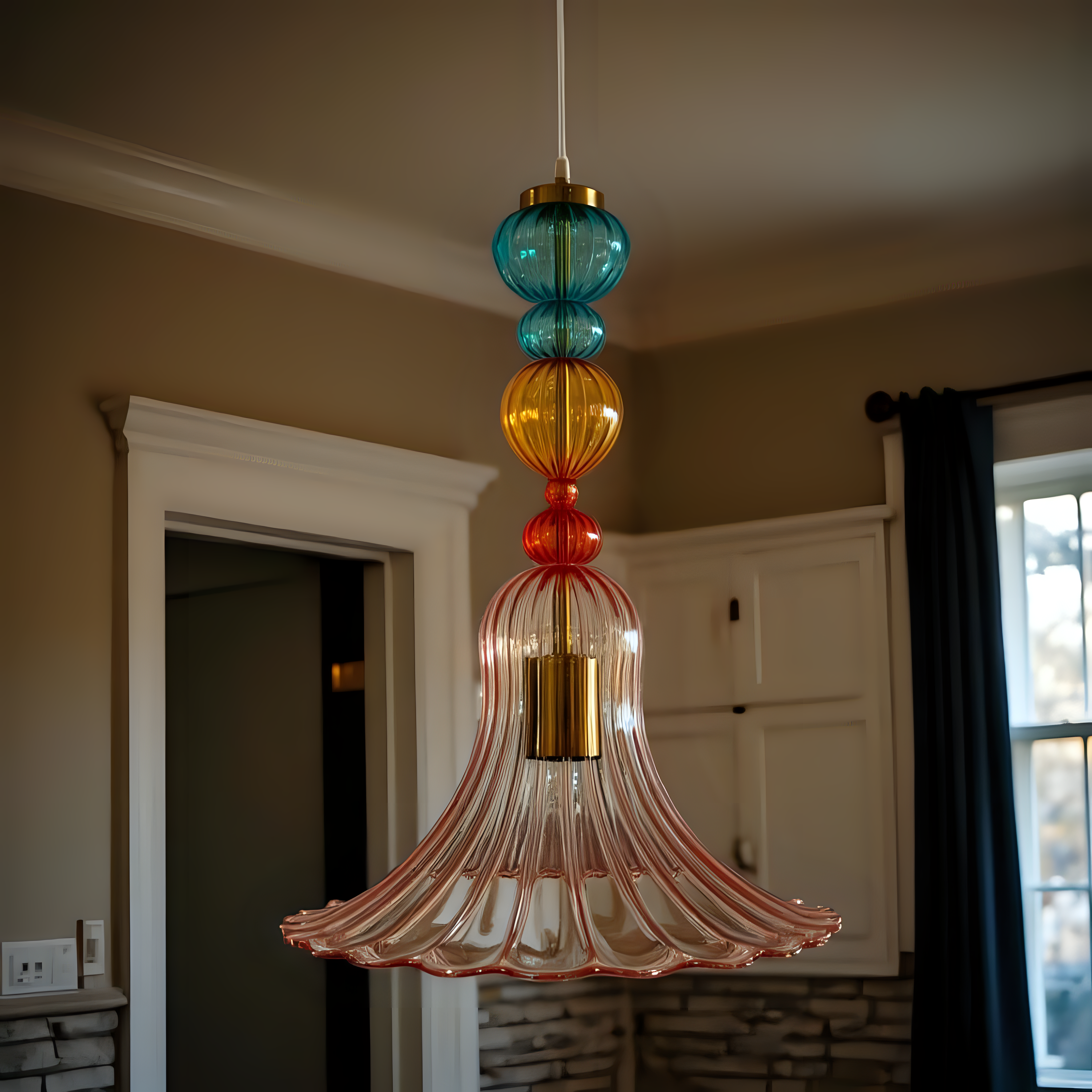Colorful Blown Glass Pendant Light