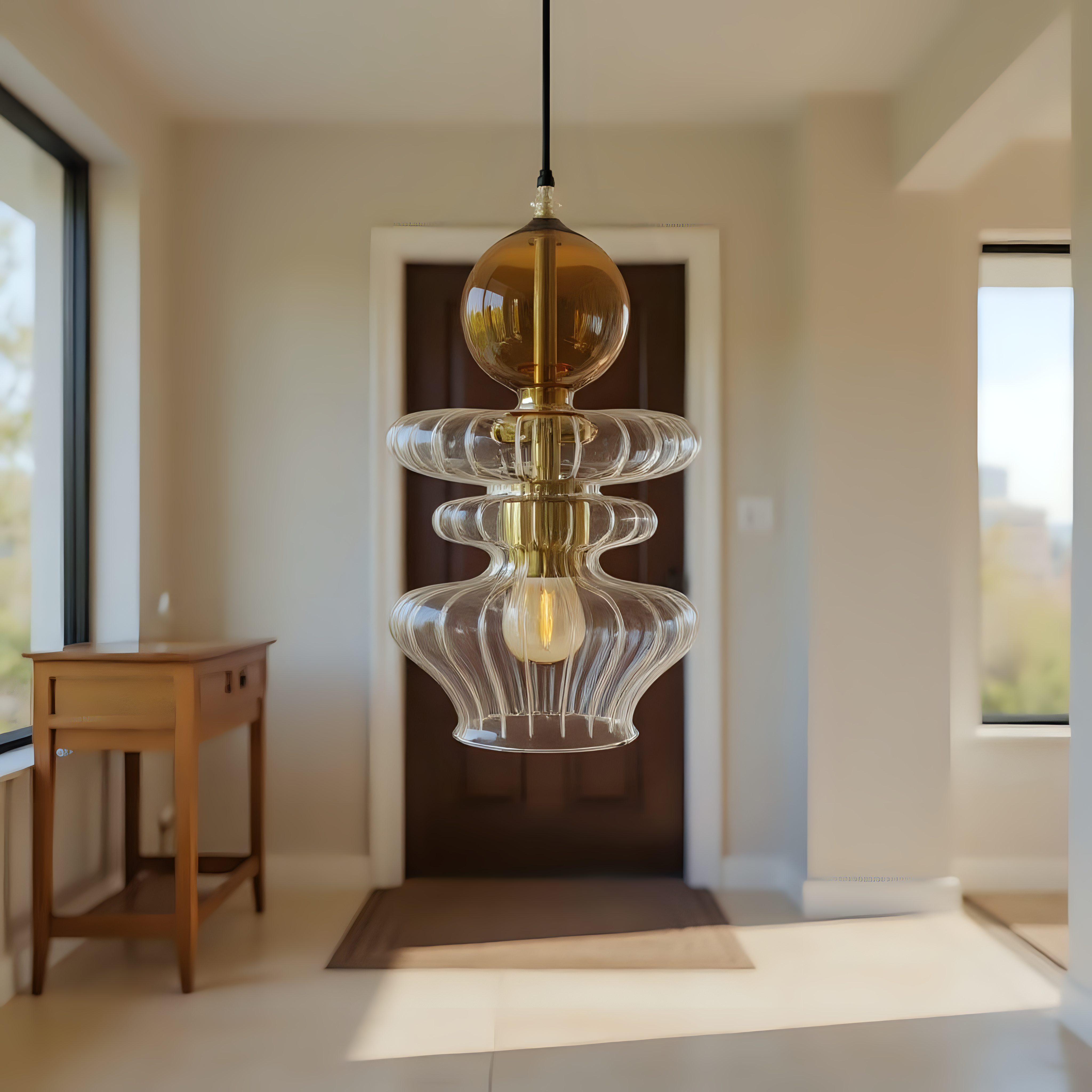 Custom Hand Blown Glass Pendant Light