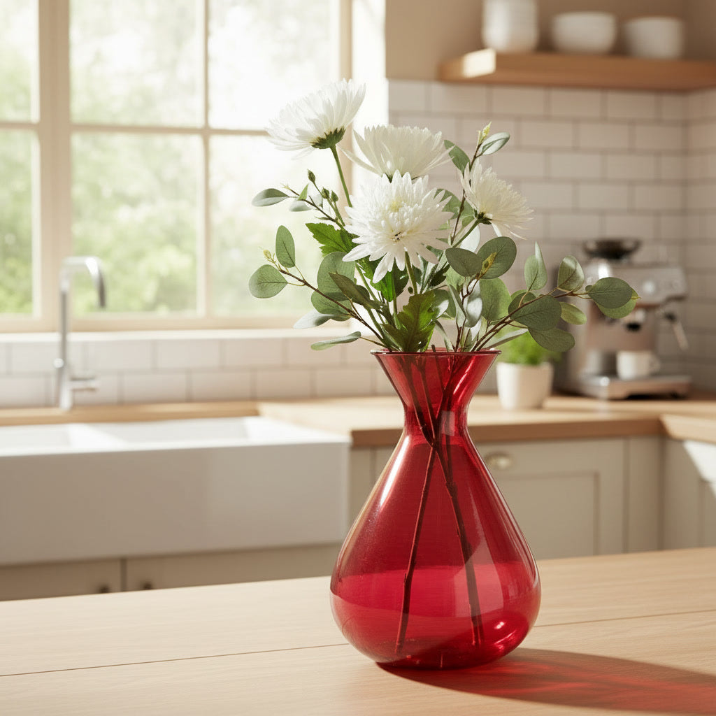 Hand Blown Colored Glass Flower Vase