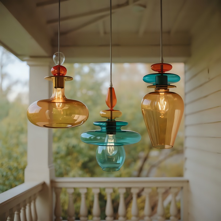 Colorful Blown Glass Pendant Light Set