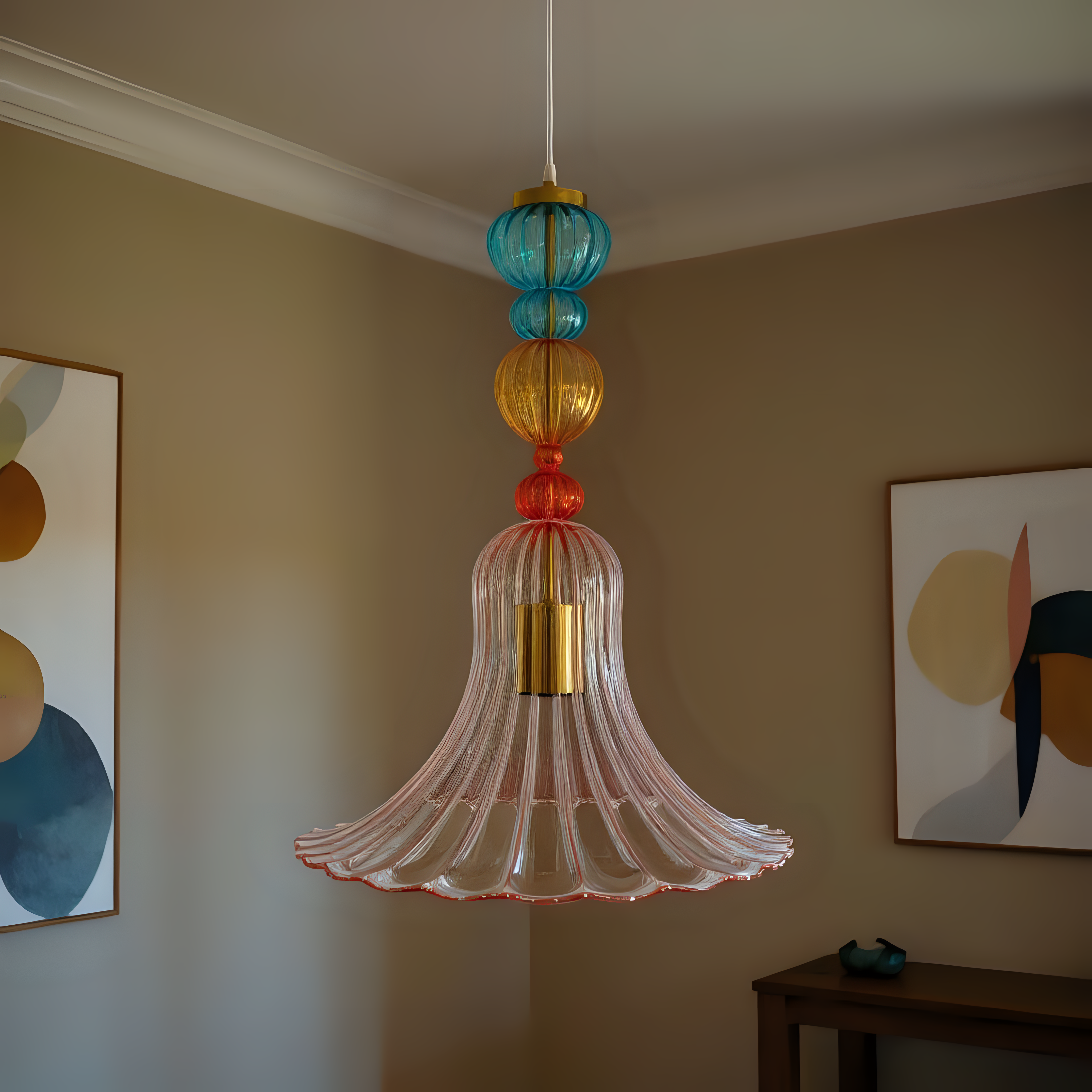 Colorful Blown Glass Pendant Light