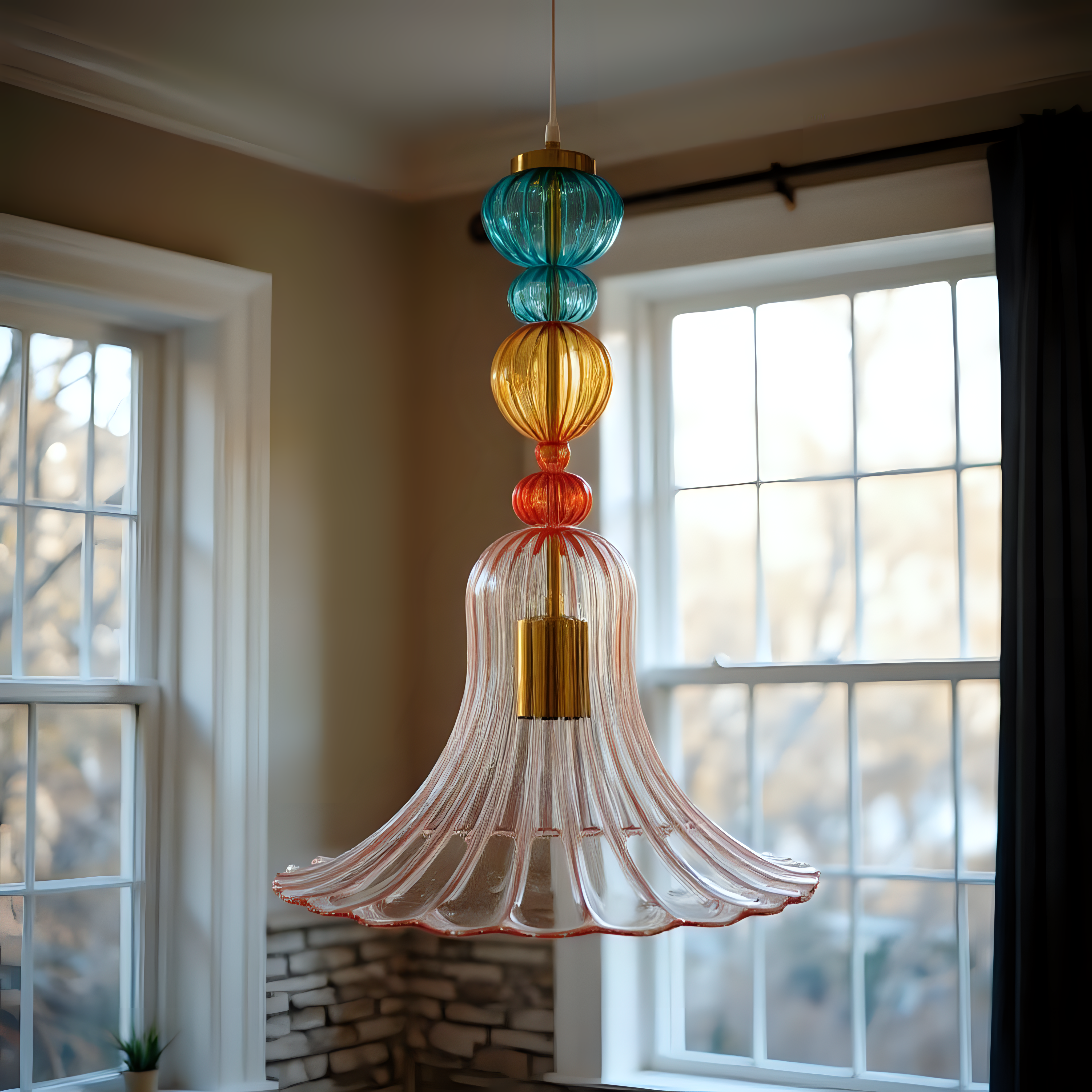 Colorful Blown Glass Pendant Light