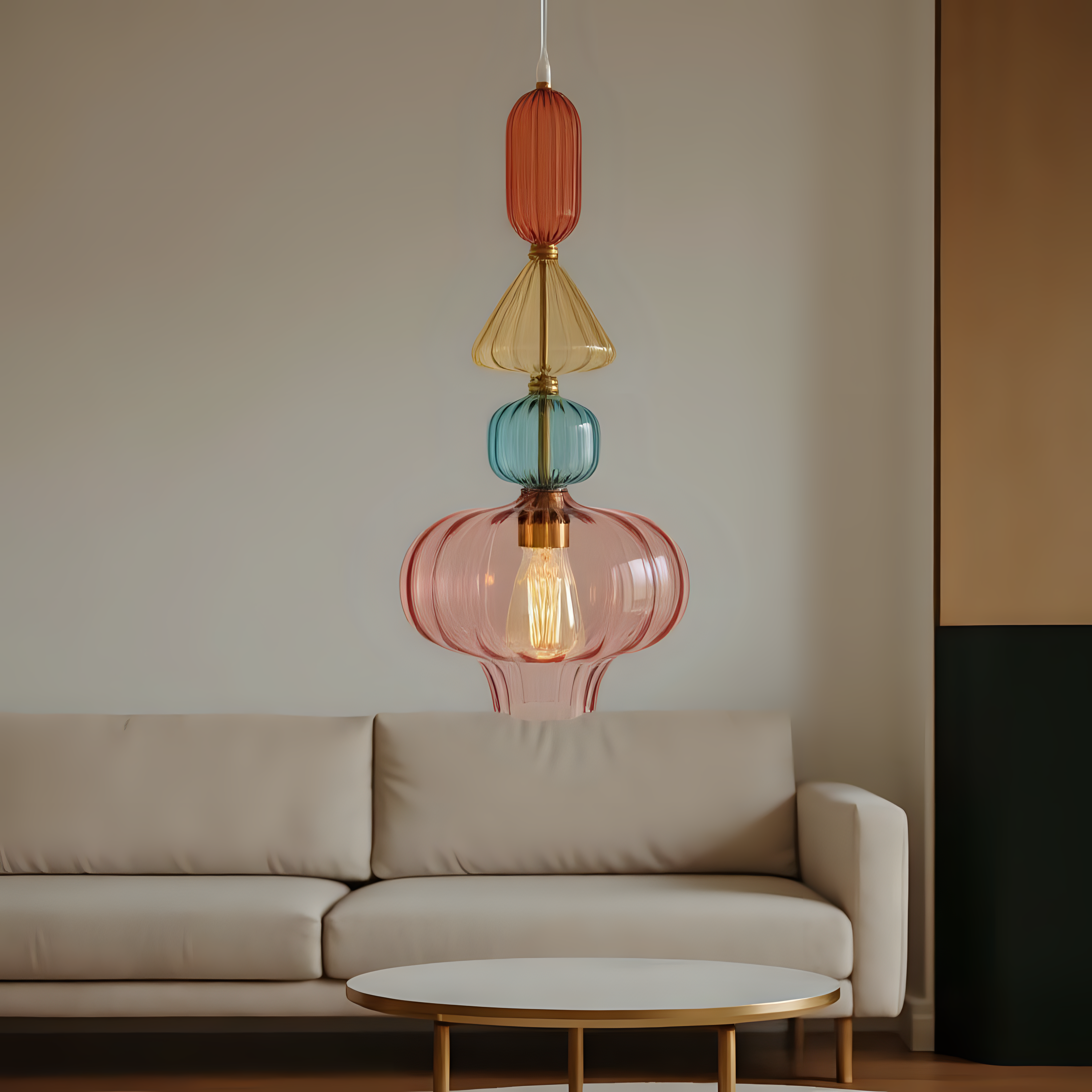 Colorful Blown Glass Pendant Light