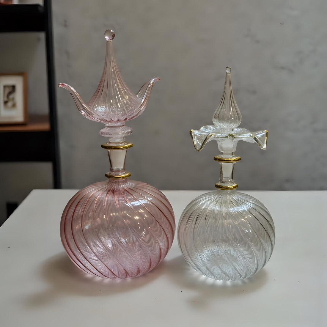 Hand Blown Glass Perfume Bottle Set