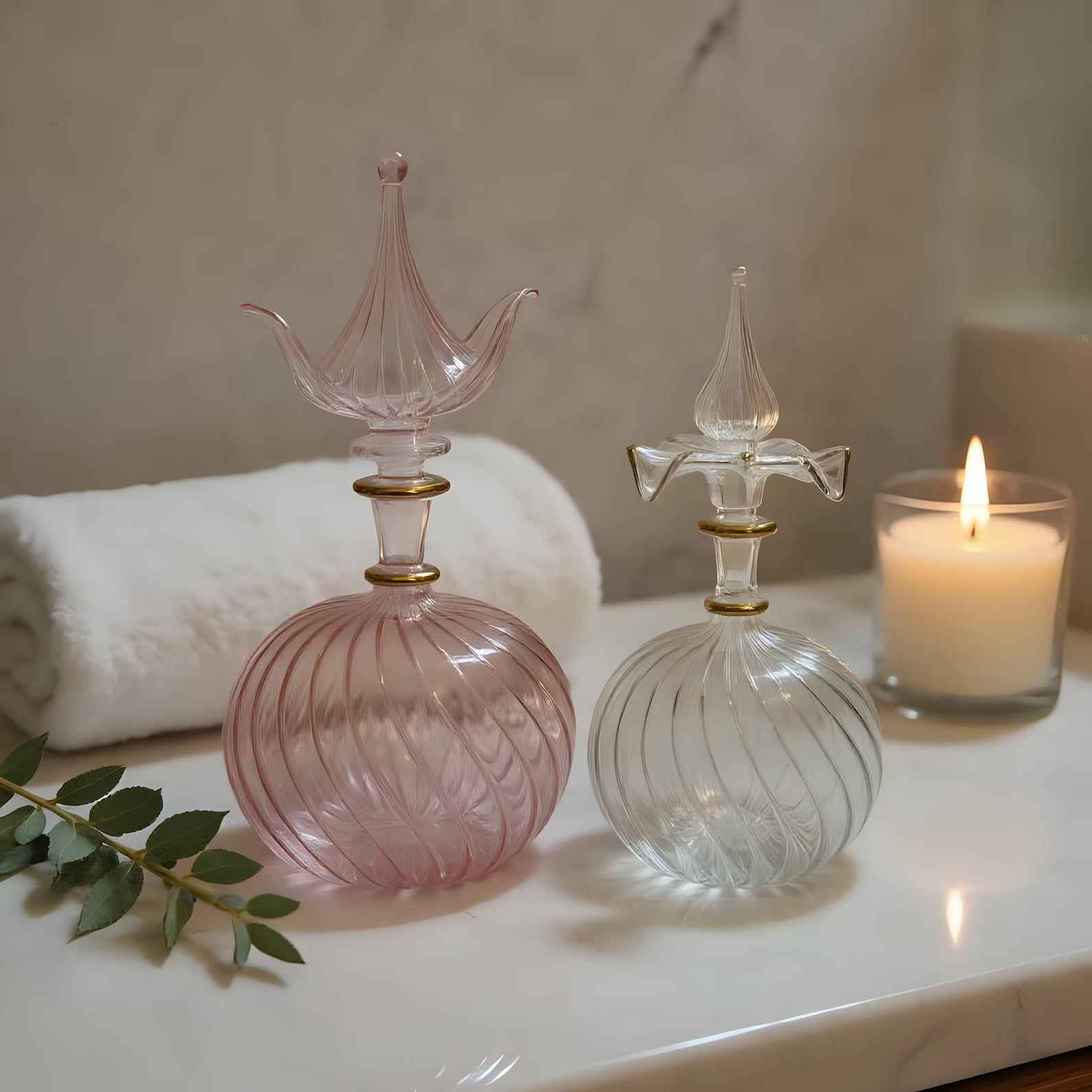 Hand Blown Glass Perfume Bottle Set
