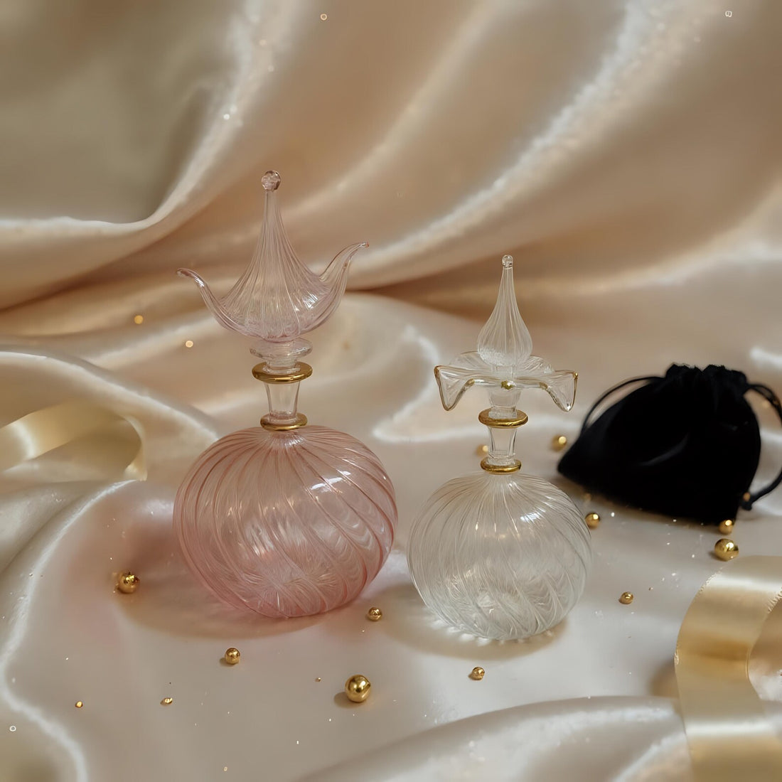 Hand Blown Glass Perfume Bottle Set