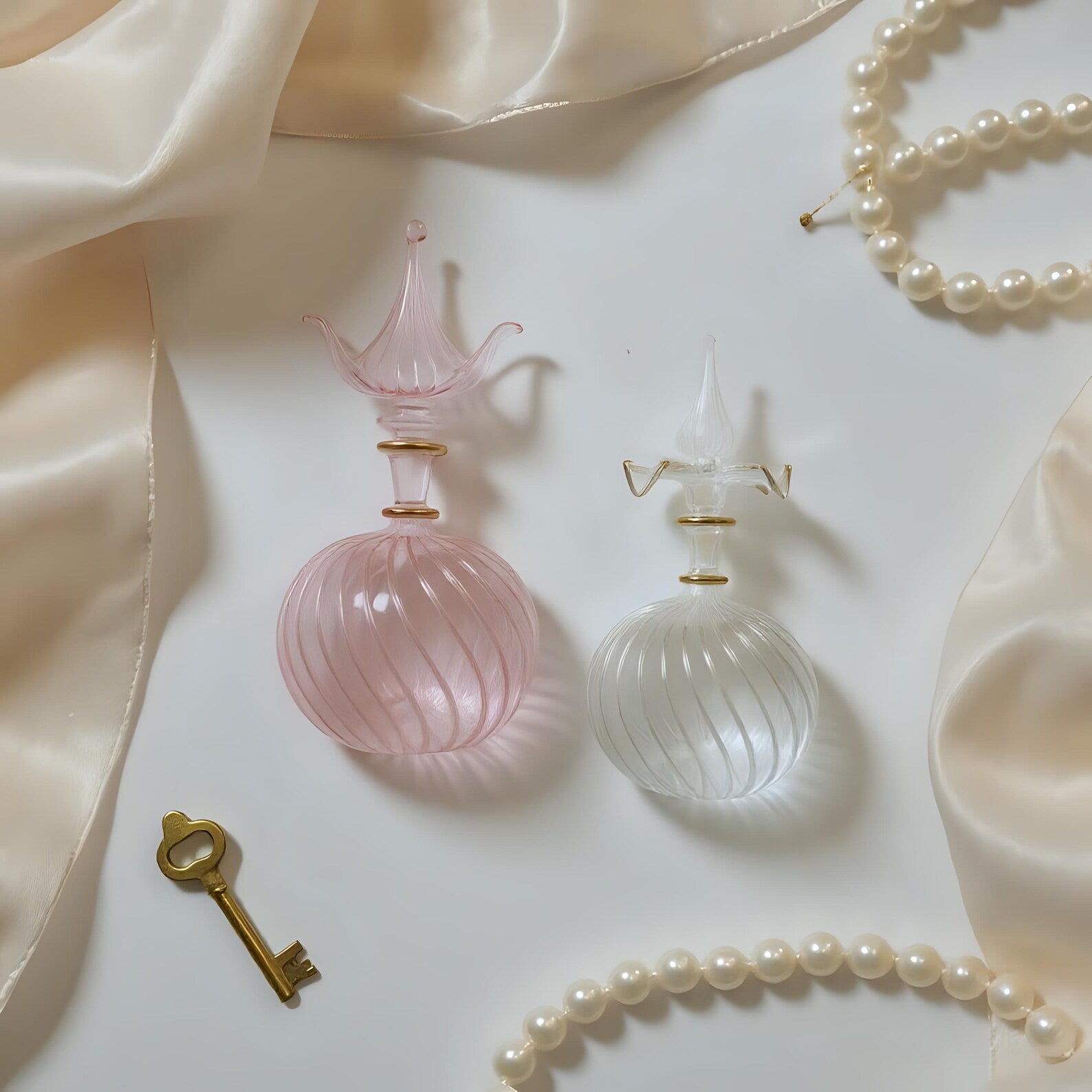 Hand Blown Glass Perfume Bottle Set
