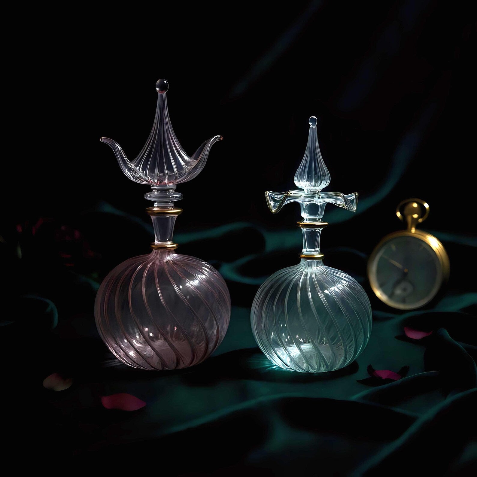Hand Blown Glass Perfume Bottle Set