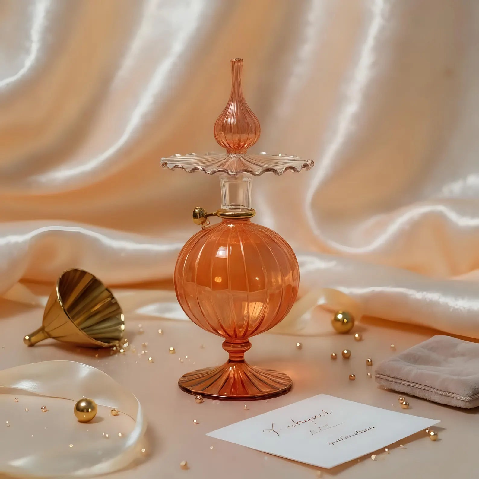 Hand Blown Glass Perfume Bottle: Personalized 14k Gold