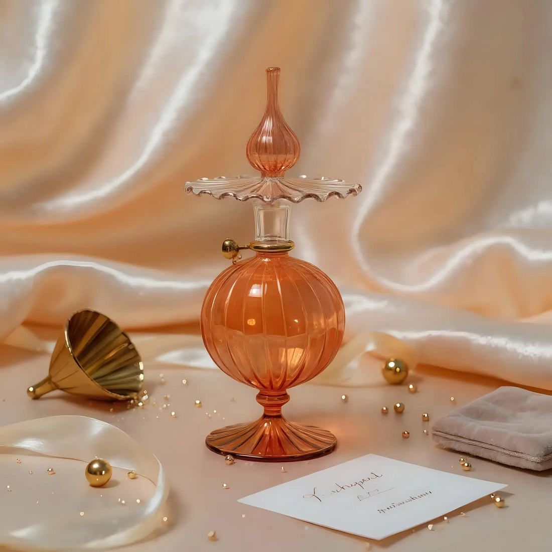 Hand Blown Glass Perfume Bottle: Personalized 14k Gold