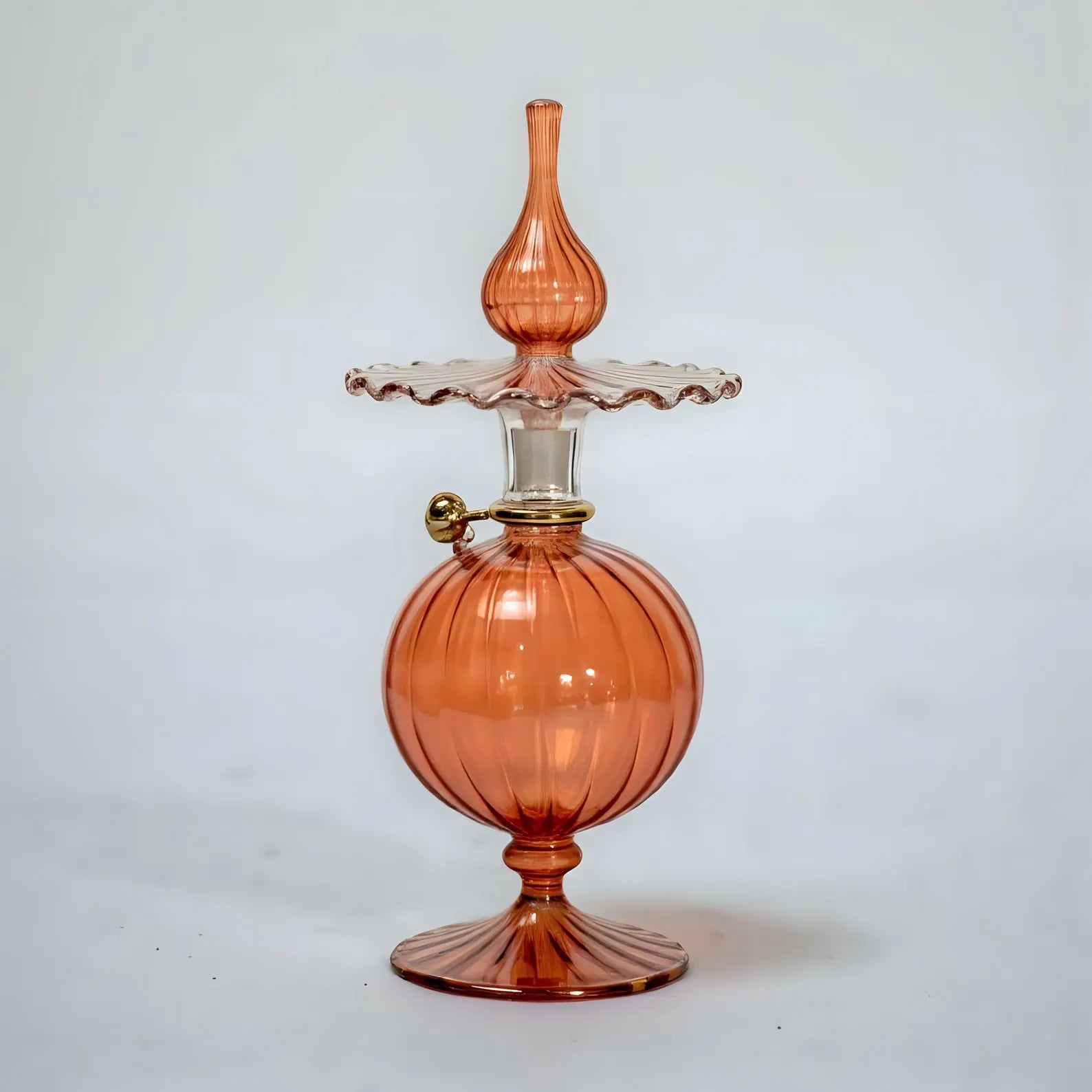 Hand Blown Glass Perfume Bottle: Personalized 14k Gold