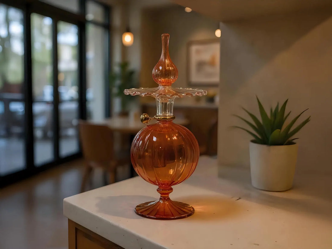 Hand Blown Glass Perfume Bottle: Personalized 14k Gold