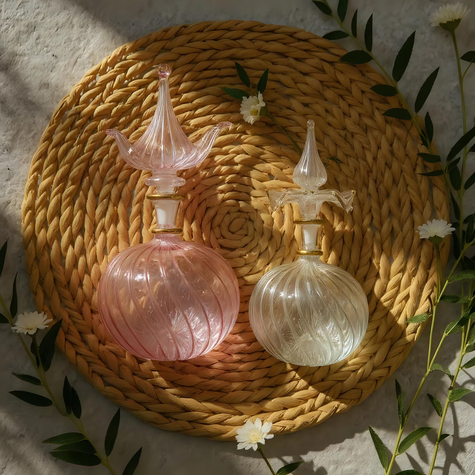 Hand Blown Glass Perfume Bottle Set