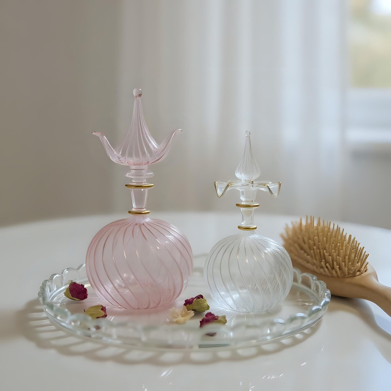 Hand Blown Glass Perfume Bottle Set