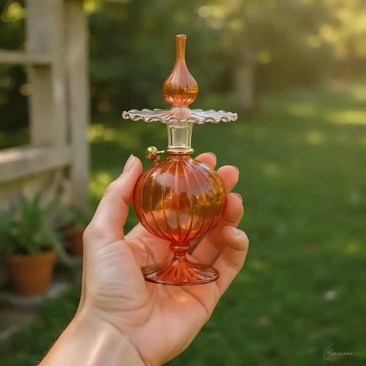 Hand Blown Glass Perfume Bottle: Personalized 14k Gold