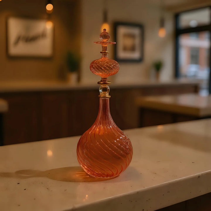 Pink Hand Blown Glass Perfume Bottle