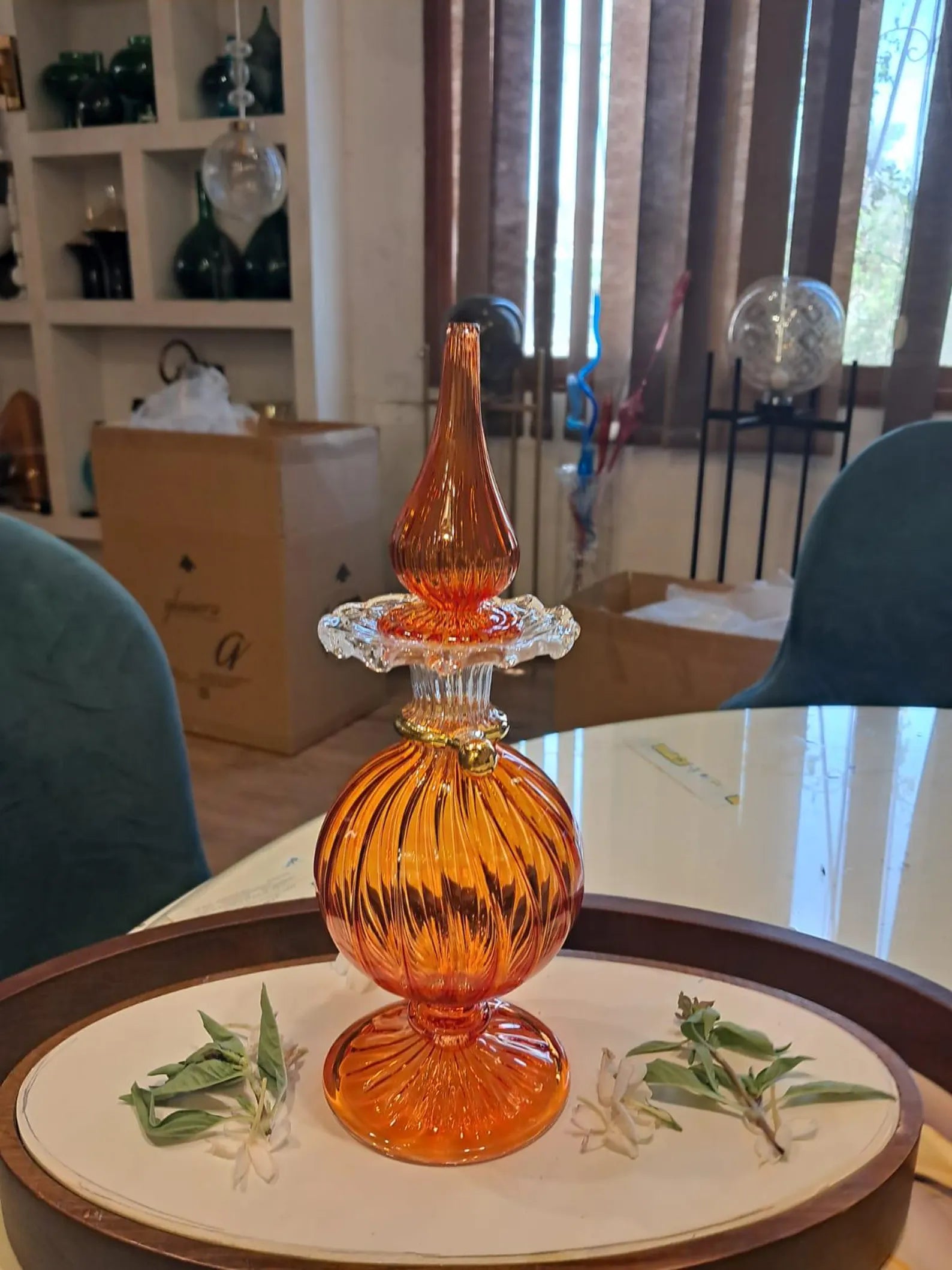 Hand Blown Glass Perfume Bottle: Personalized 14k Gold