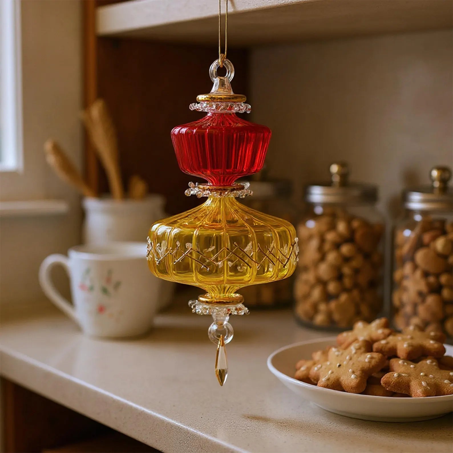 Handmade blown glass Christmas ornament