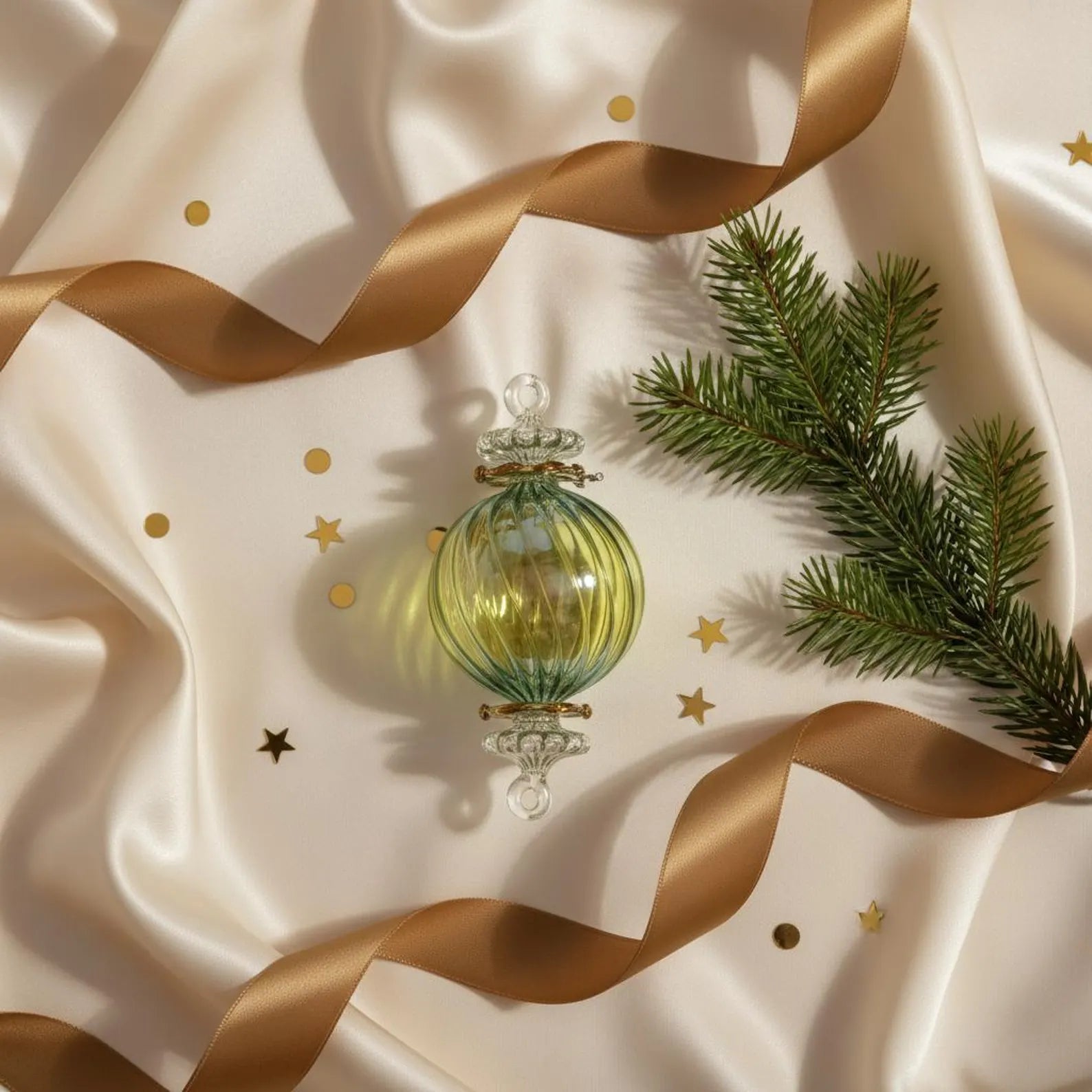 Handmade green blown glass