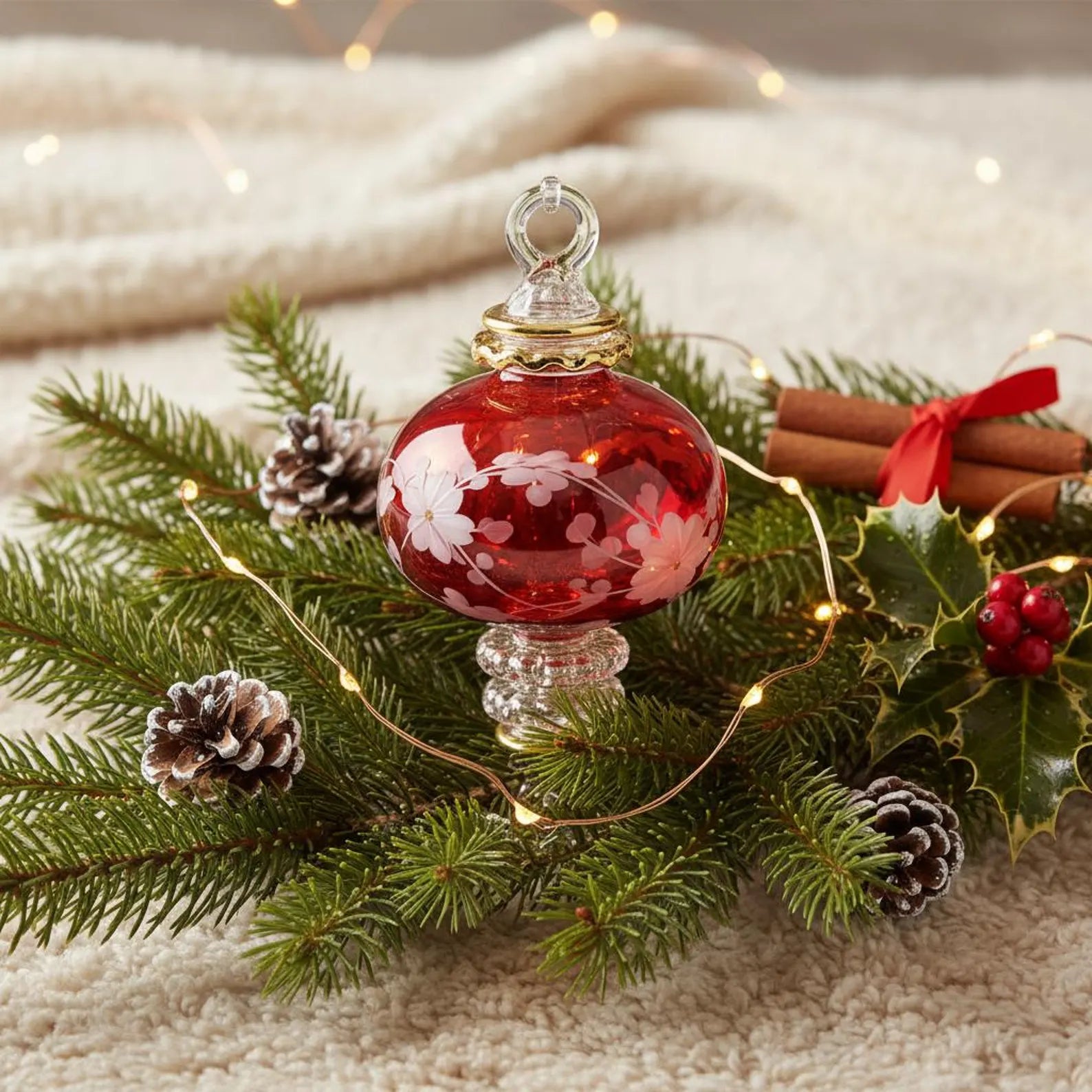 Blown glass Christmas ornament