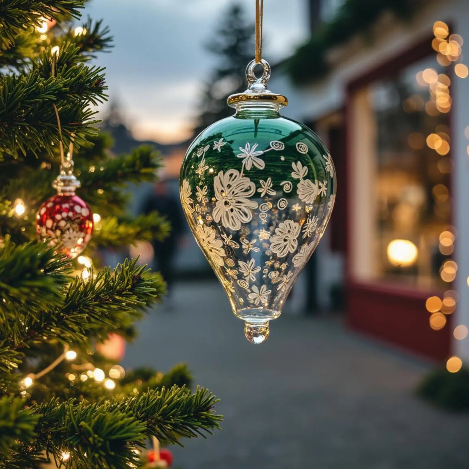 Blown glass Christmas ornament