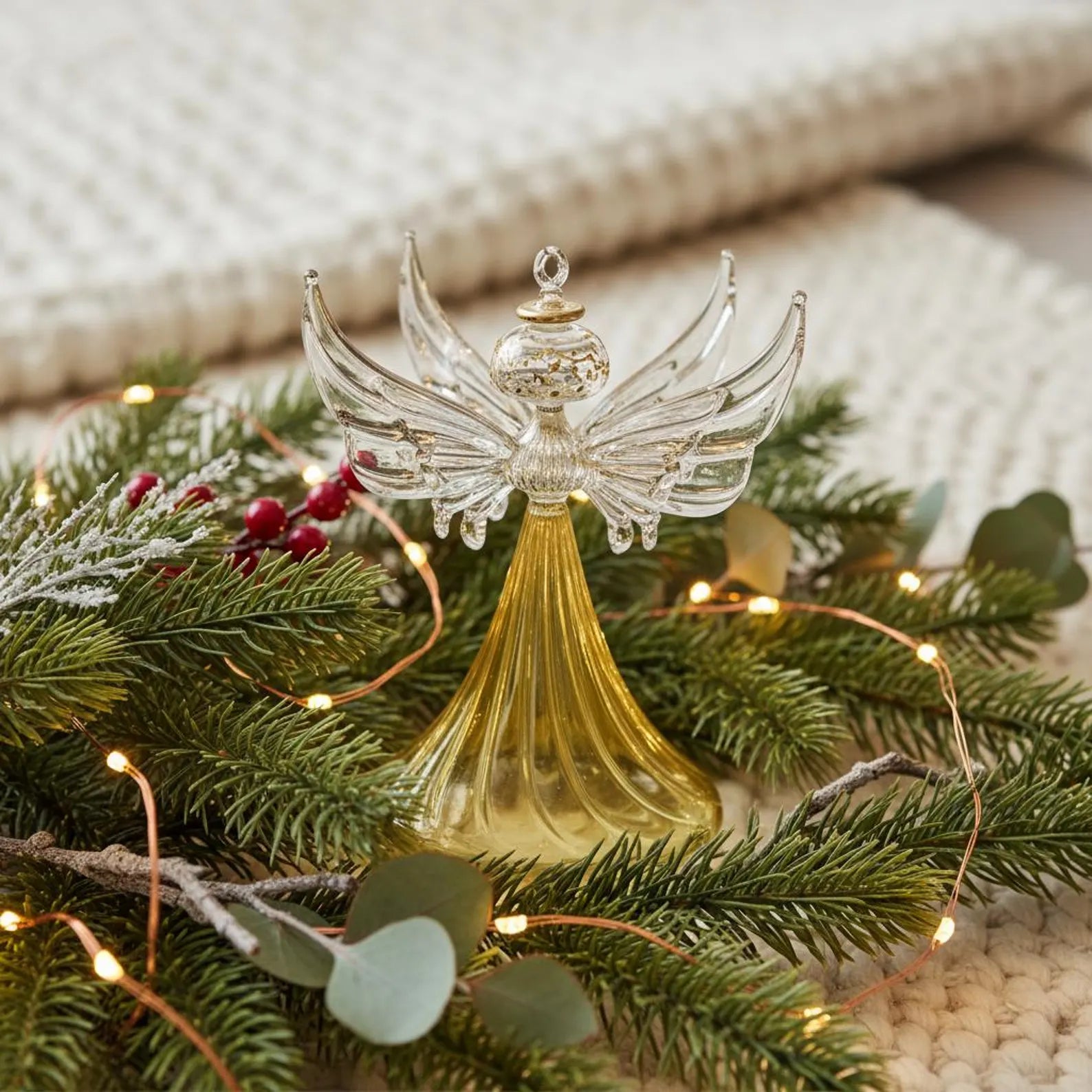 Handmade Glass Angel Christmas Ornament