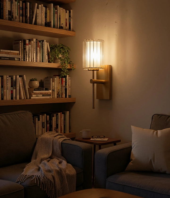 Handmade Clear Ribbed Glass Wall Sconce