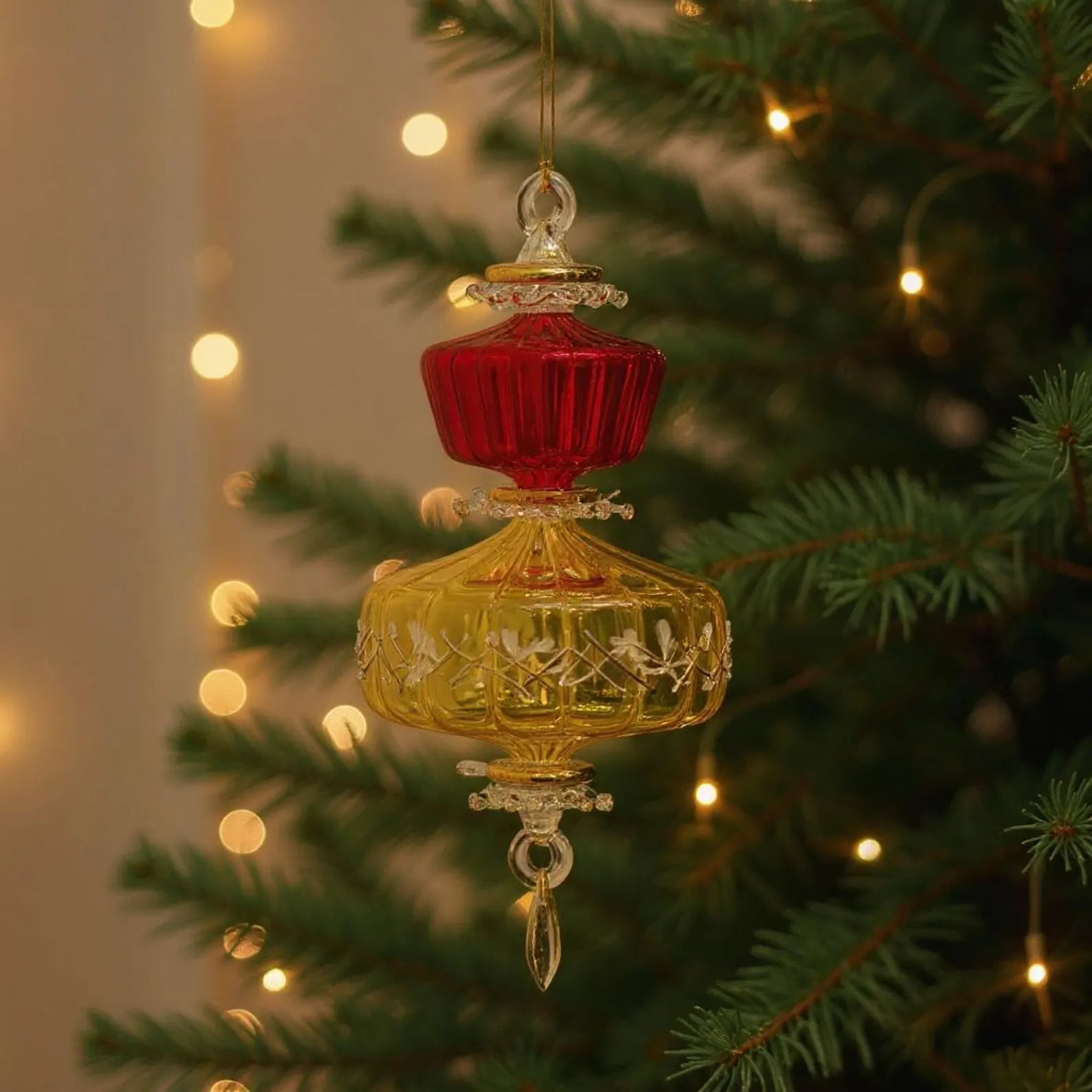 Handmade blown glass Christmas ornament