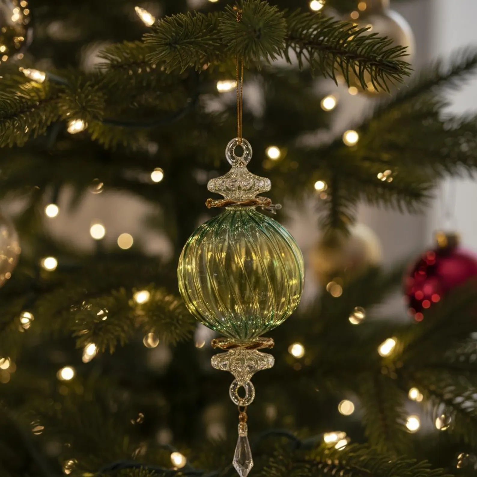 Handmade green blown glass