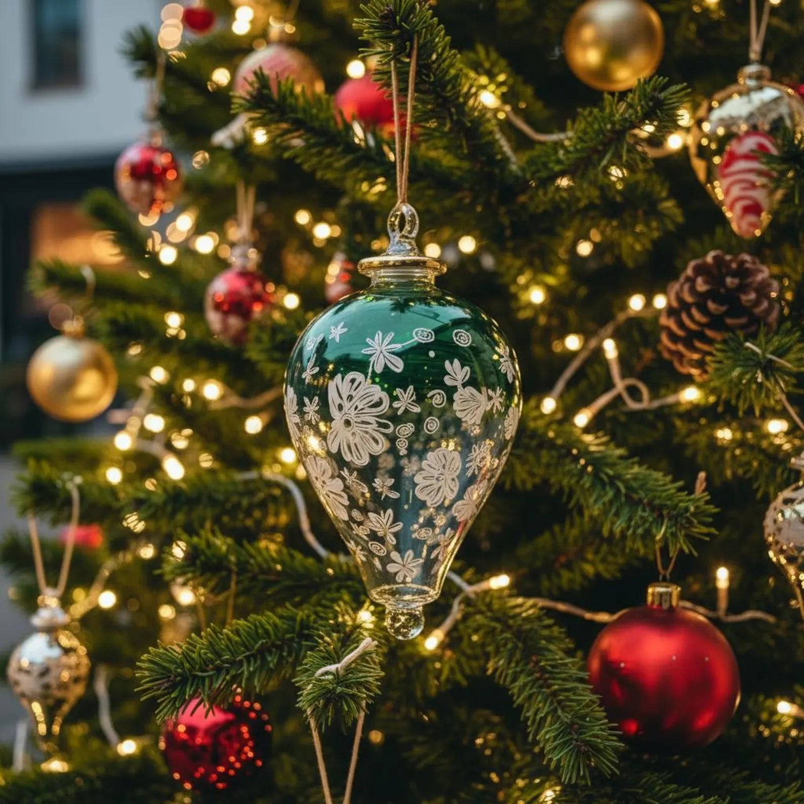 Blown glass Christmas ornament