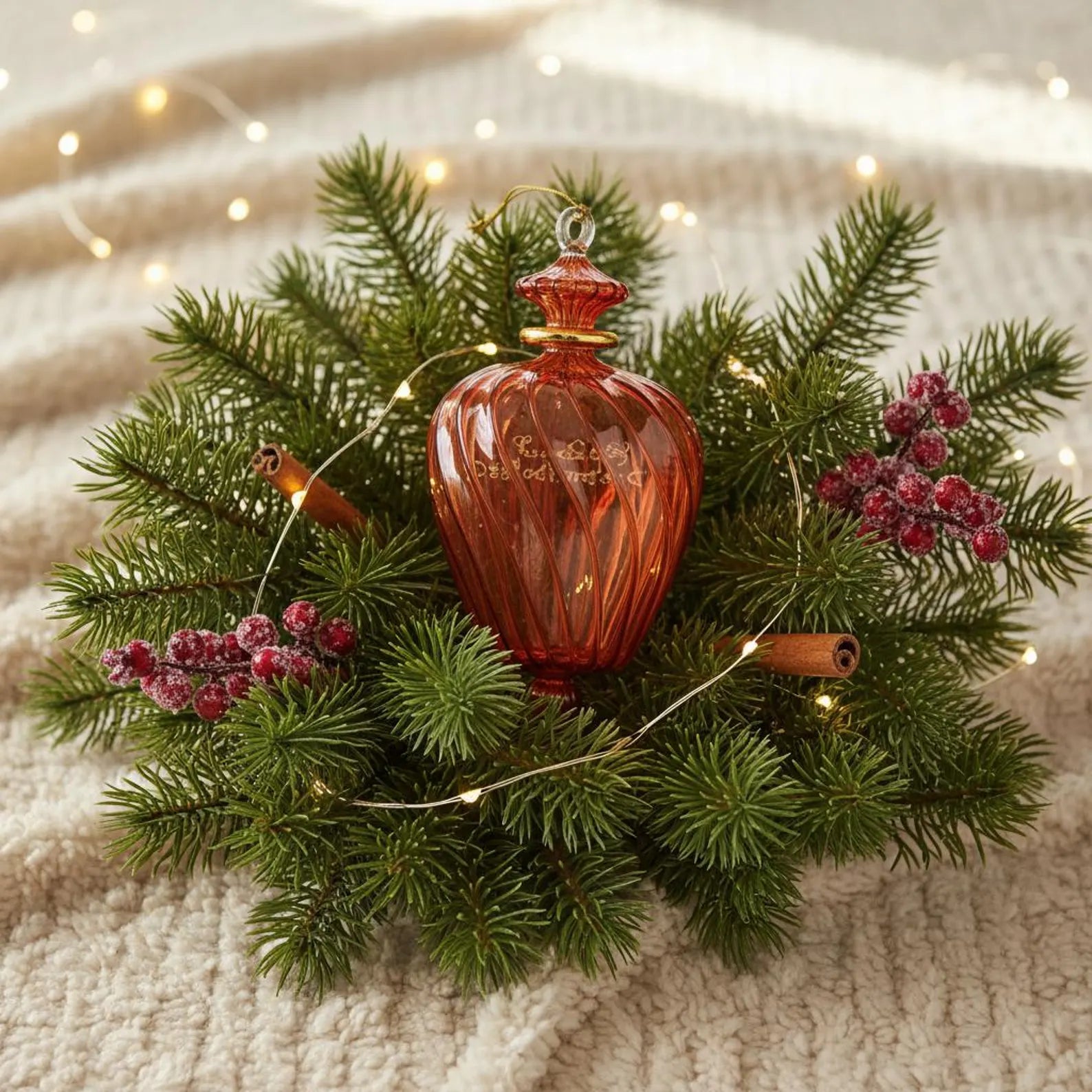 Orange Blown Glass Christmas Ornament