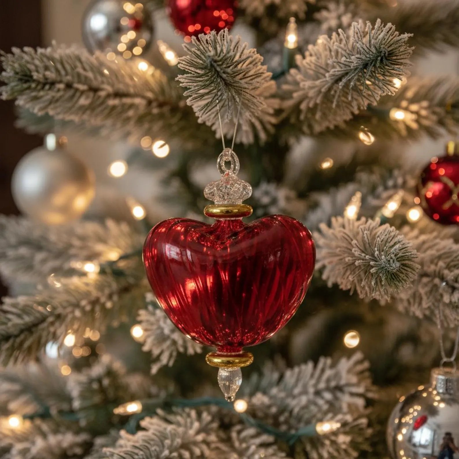 Handmade Red Heart Blown Glass