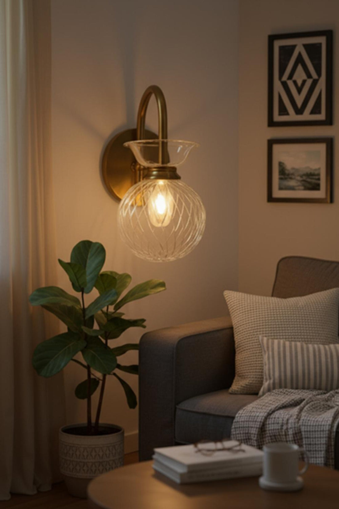 Ribbed Glass Wall Sconce