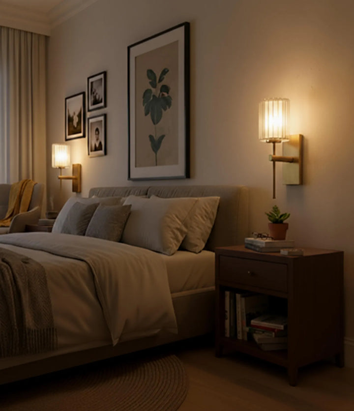 Handmade Clear Ribbed Glass Wall Sconce