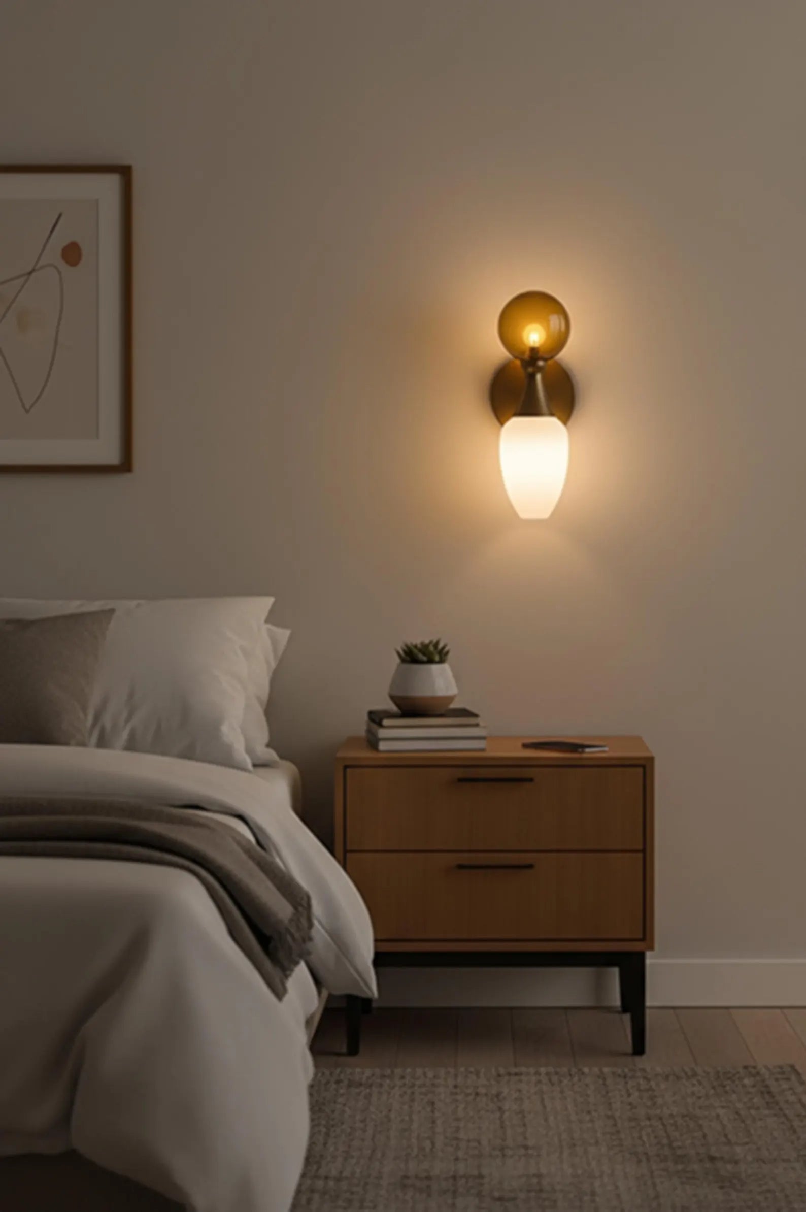 Handmade Amber and Frosted Glass Wall Sconce