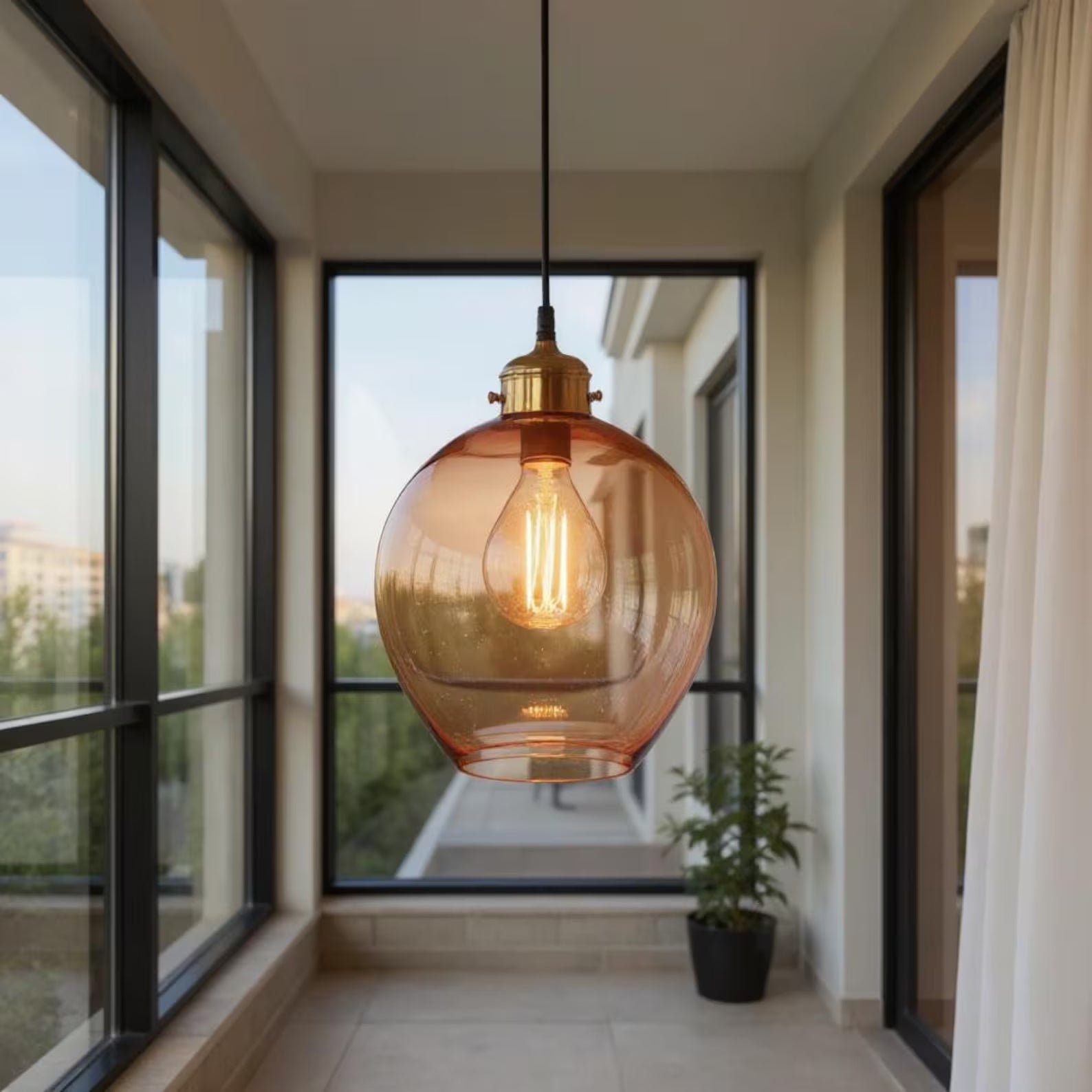 Amber Glass Pendant Light