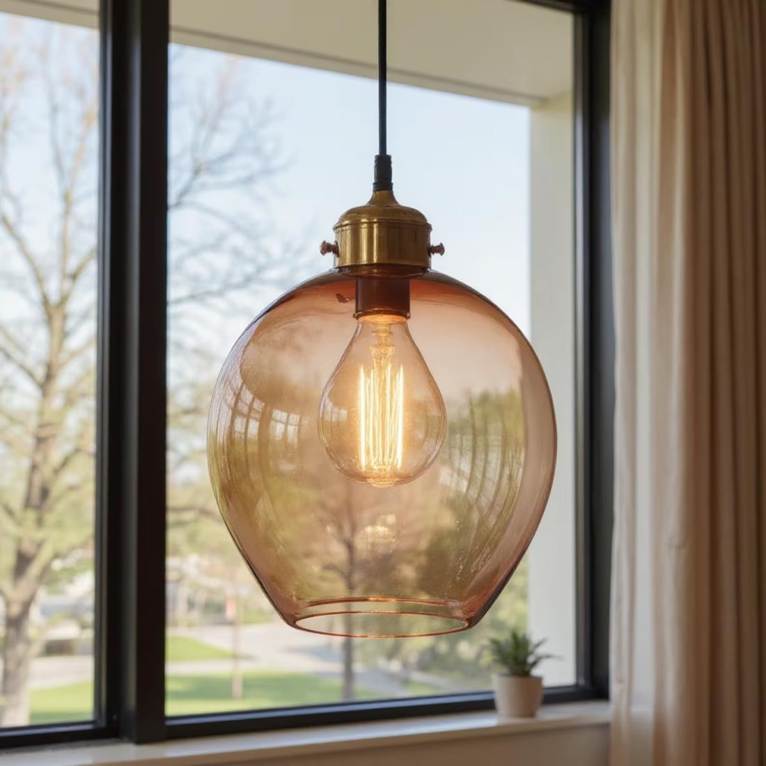 Amber Glass Pendant Light