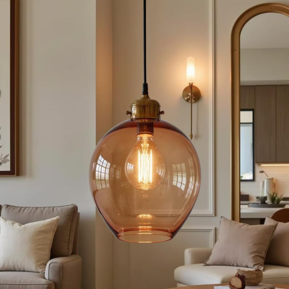 Amber Glass Pendant Light