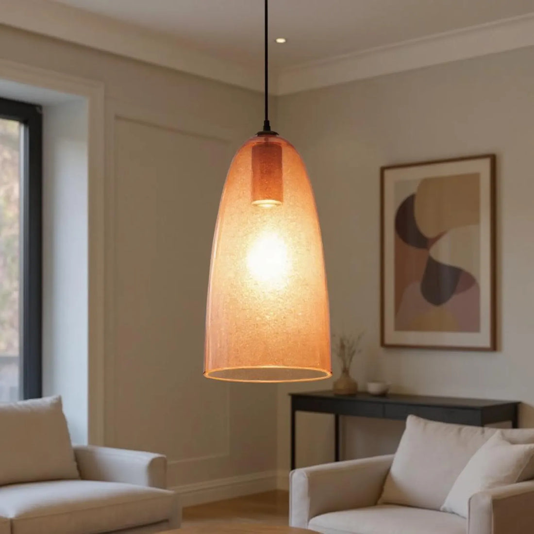 Amber Hand Blown Glass Pendant