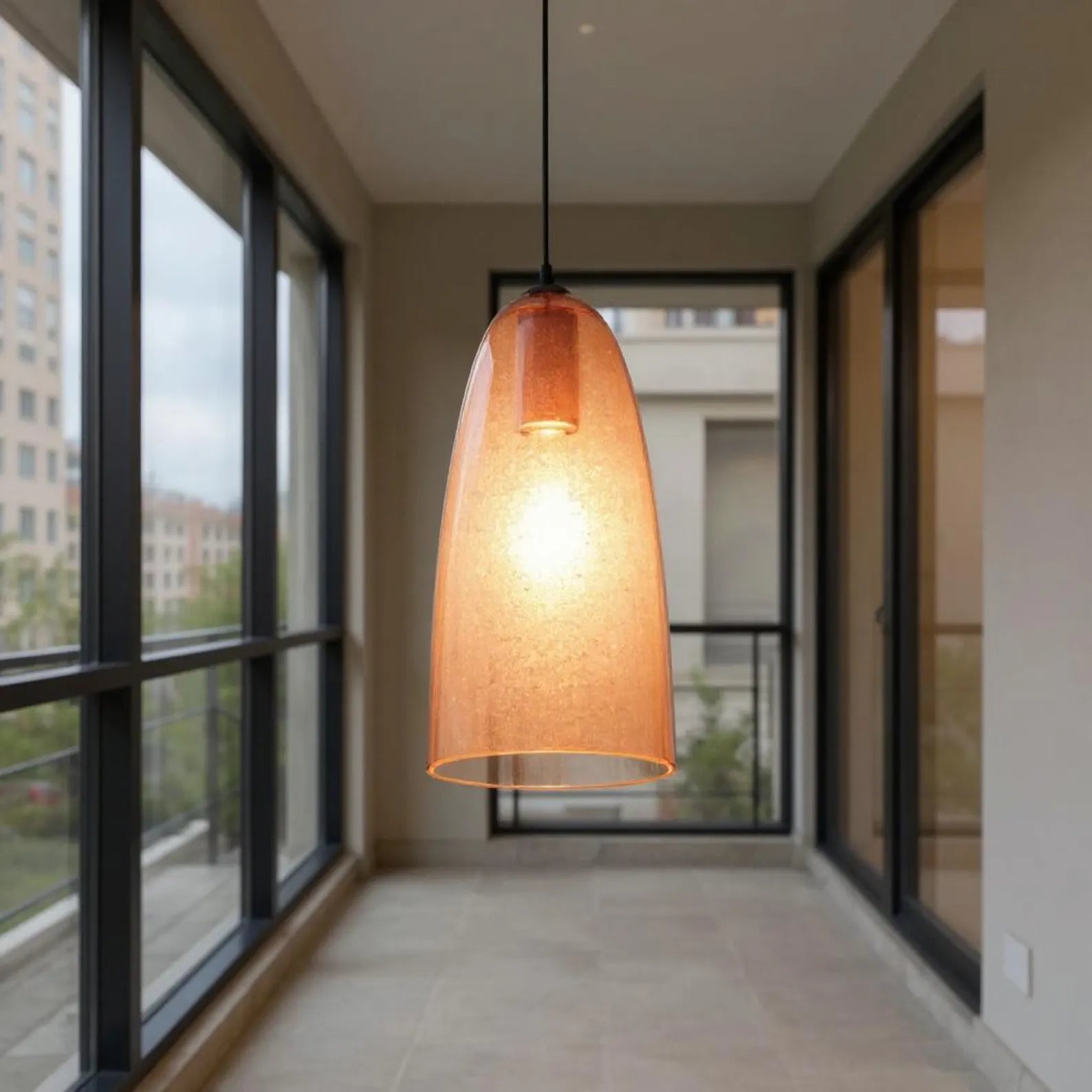 Amber Hand Blown Glass Pendant