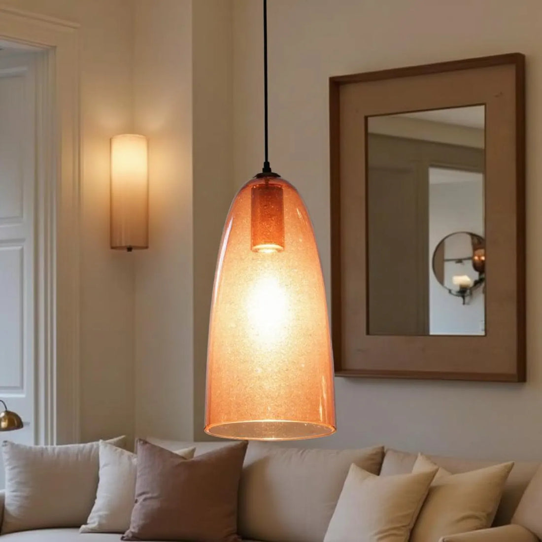 Amber Hand Blown Glass Pendant