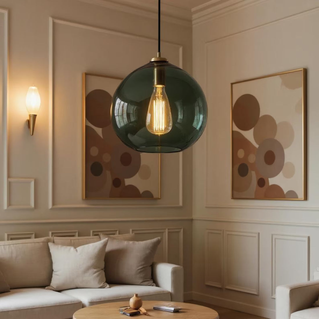 Deep Green Globe Glass Pendant Light