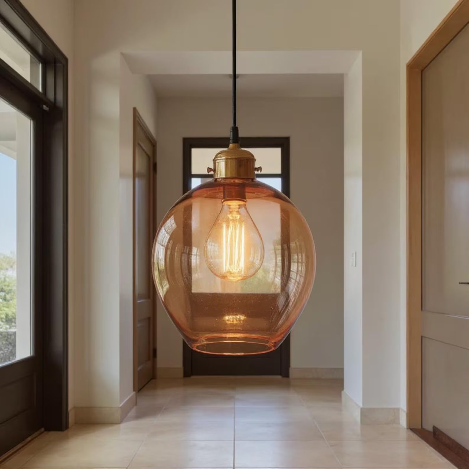 Amber Glass Pendant Light