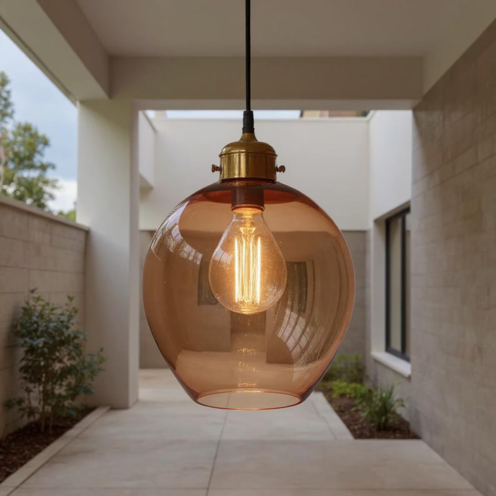 Amber Glass Pendant Light