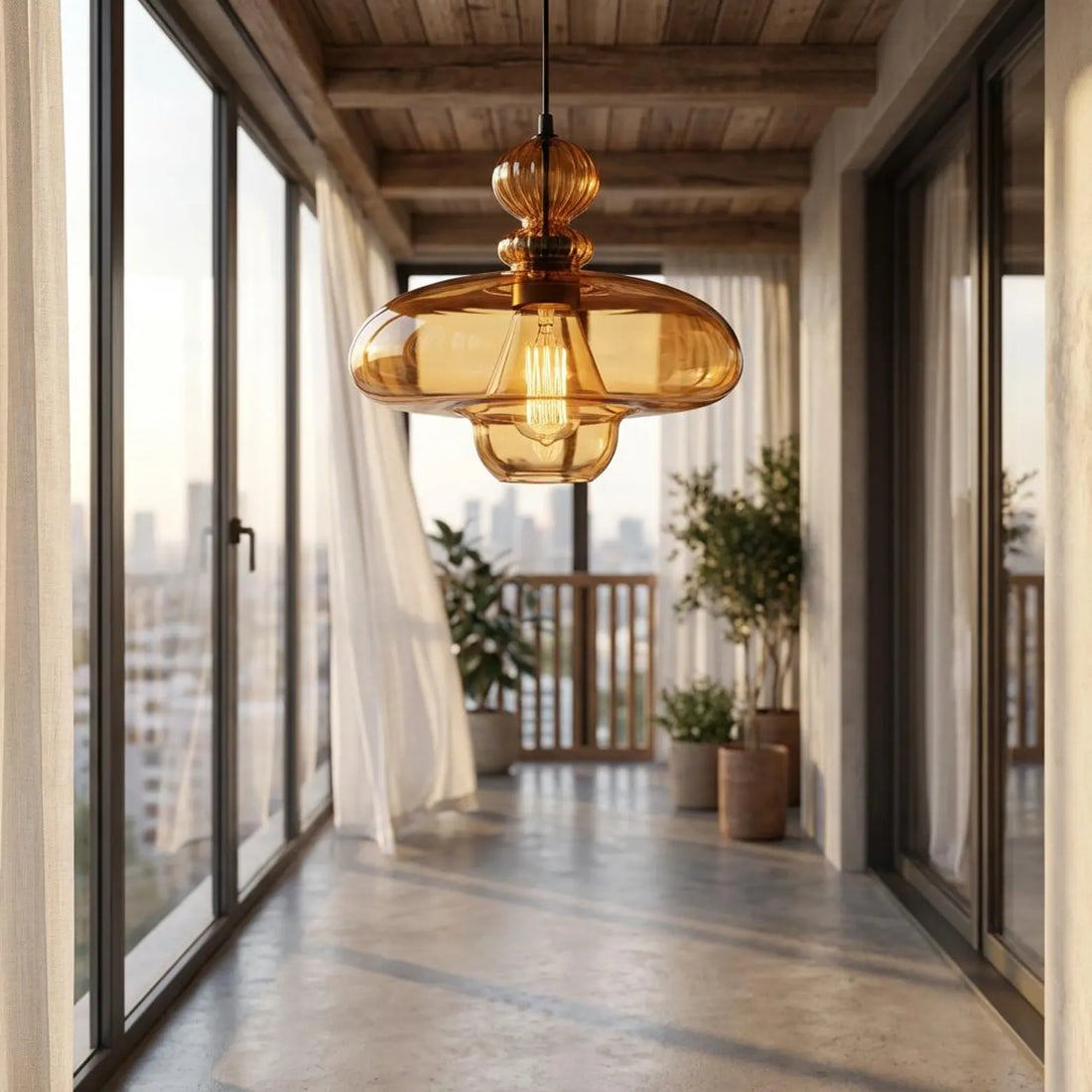 Customizable Amber Glass Pendant Lighting