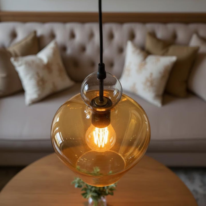 Hand Blown Amber Glass Pendant