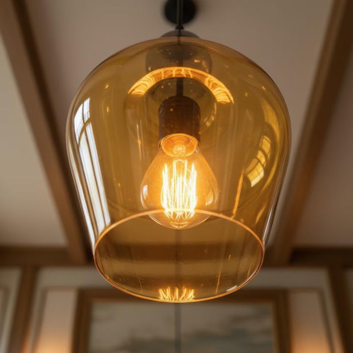 Hand Blown Amber Glass Pendant