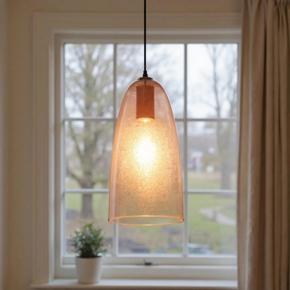 Amber Hand Blown Glass Pendant