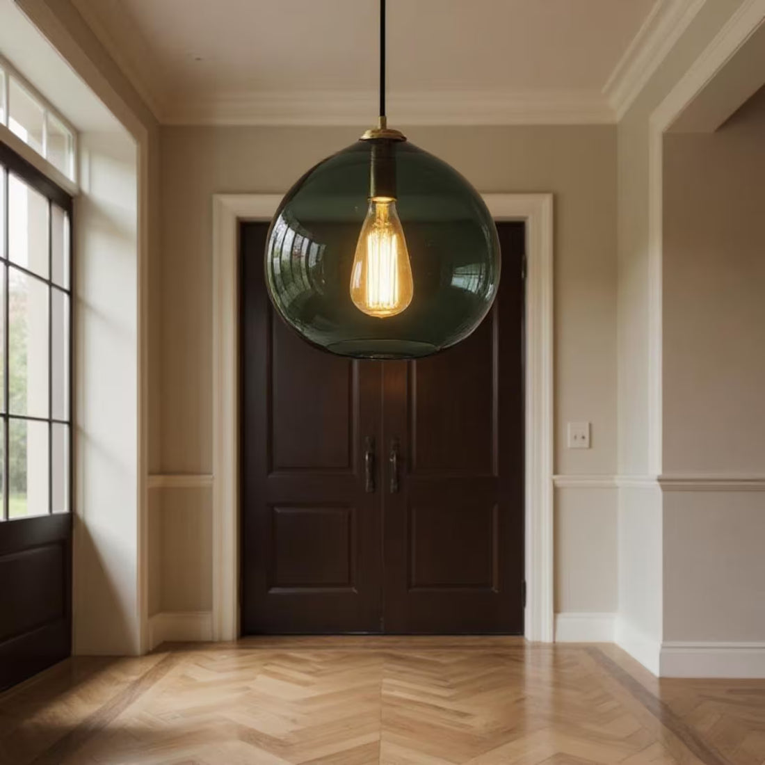 Deep Green Globe Glass Pendant Light